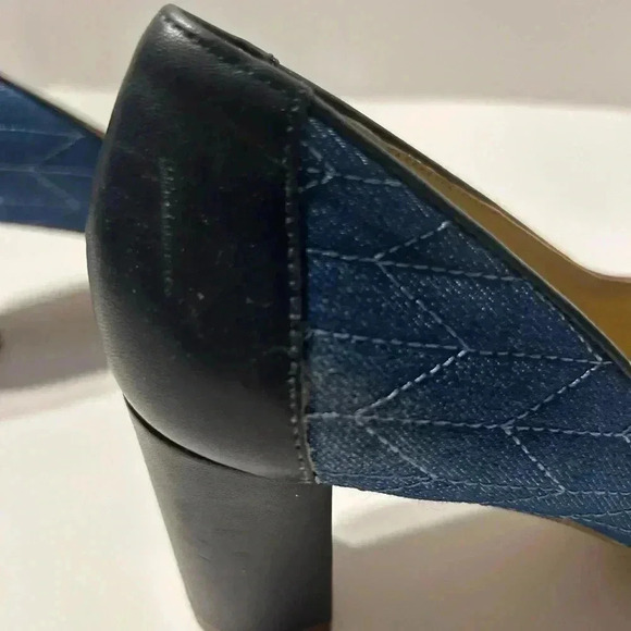 TALBOTS Ellery Bit Block Heel Pumps - Quilted Denim- Size 8.5 - Picture 12 of 12